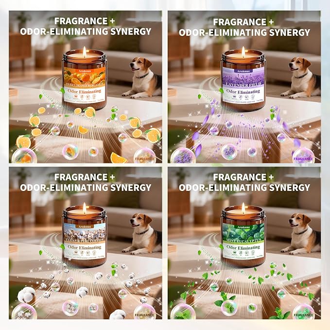 4-Pack Odor Eliminating Candles, 28 oz Soy Scented Candle | Eliminates 95% of - Image 6