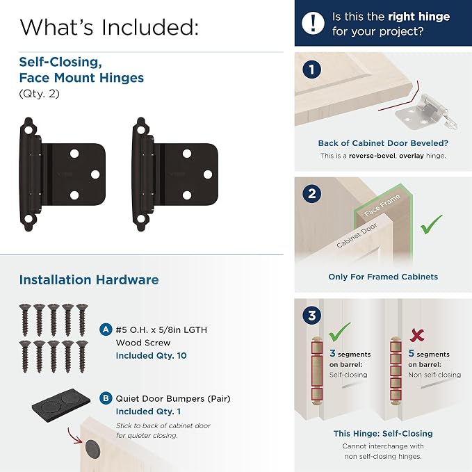 Amerock 1 Pair Variable Overlay Oil-Rubbed Bronze Cabinet Hinge | Steel Face - Image 3