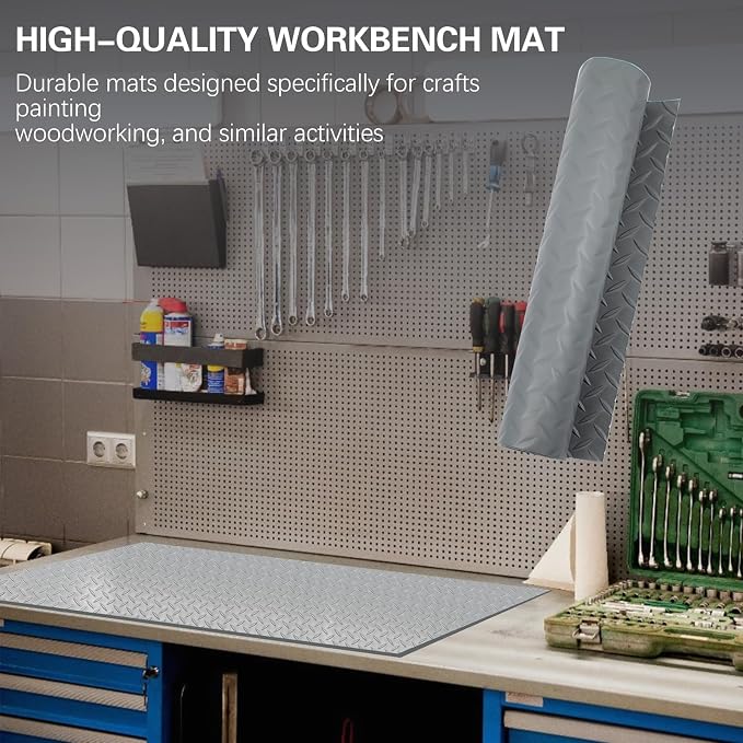 47.2'' x 15.7'' Work Bench Mat, Scratch-Resistant Non-Slip Steel Plate Texture - Image 5