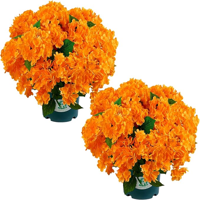 Artificial Topiary for Outdoors -20” Potted Plant Fake Hydrangea Bush-UV by QIANYUN