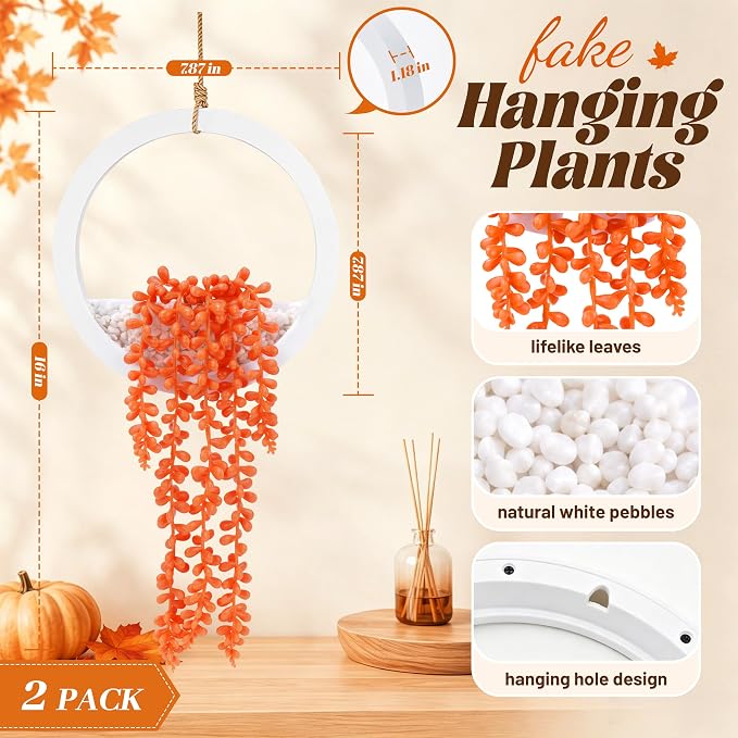 Der Rose 2 Pack Autumn Artificial Hanging Plants - Image 3