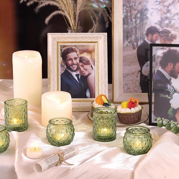 NITIME 12Pcs Assorted Green Votive Candle Holders, Tea Lights Candle Holder - Image 5