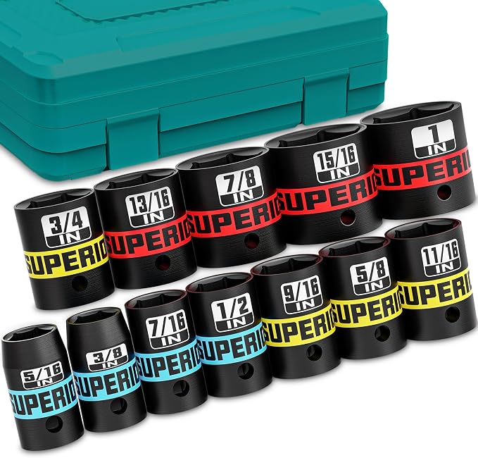 12 Piece 3/8" Drive Impact Socket Set, 5/16" by Aiourx