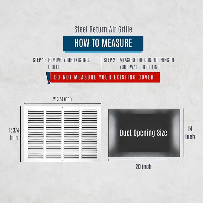 Fits 20x14 Duct Opening | Steel Return Air Grille by Handua | Vent Cover Grill - Image 2