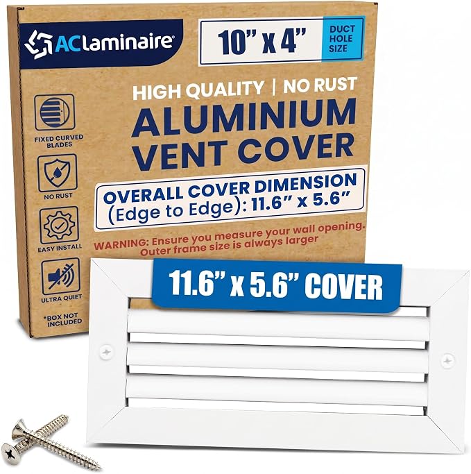 10x4 Aluminum Wall Ceiling Air Return Vent Cover HVAC Rustproof Grille by ACLAMINAIRE