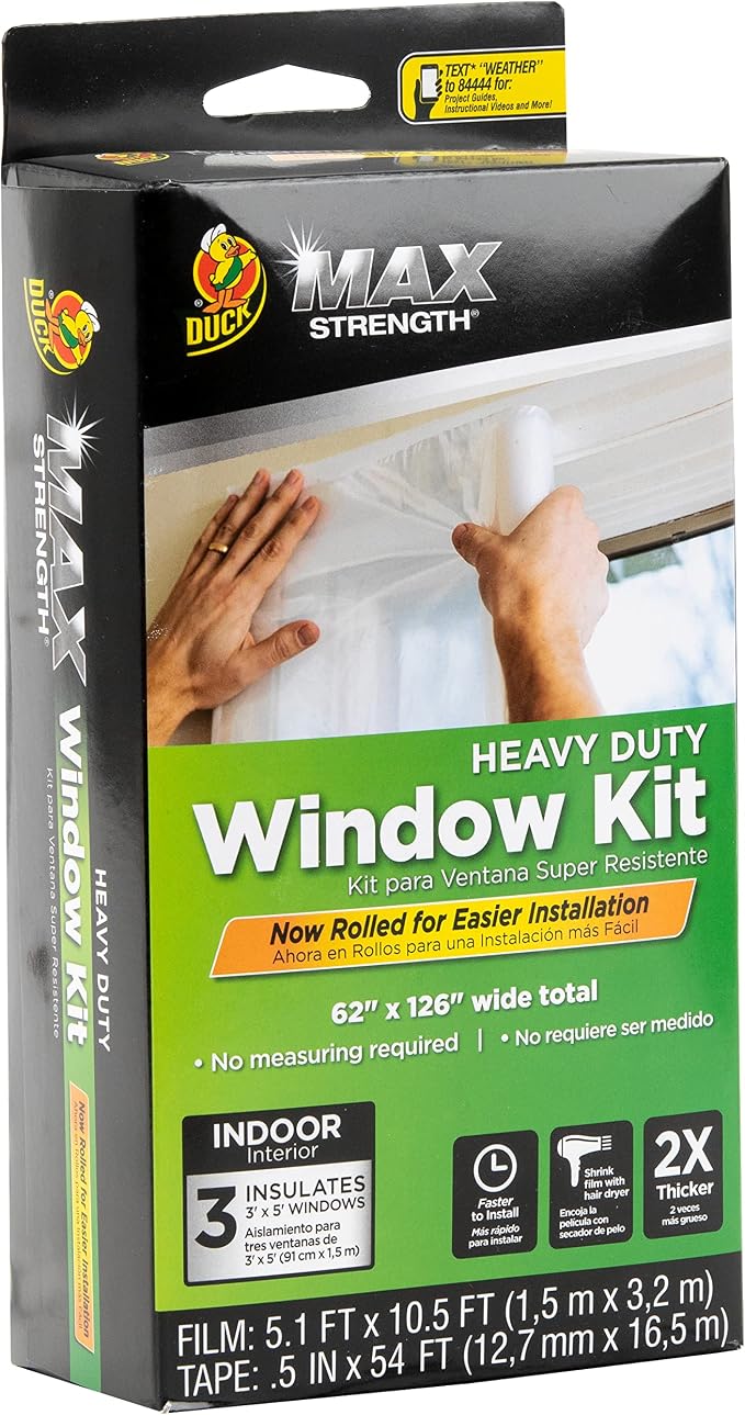 Duck Brand MAX Strength Rolled Window Insulation Kit, 62 in. x 126 in, Covers 3 - Image 9