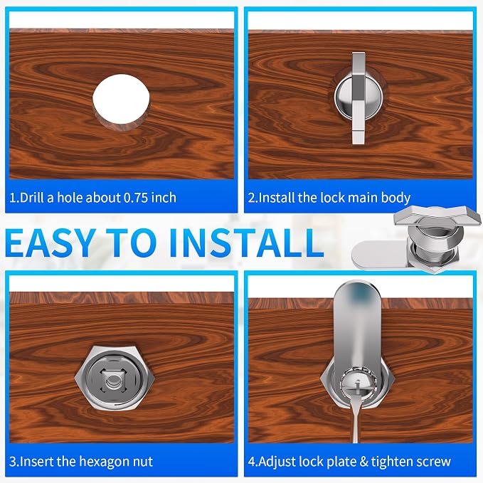 BEBOBLY 5/8 Inch Thumb Operated Offset Cam Lock, Cabinet Mailbox Drawer Latch - Image 6