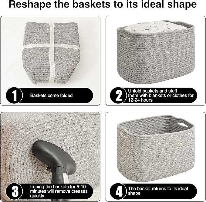 ICERZCZ Storage Baskets for Organizing & Shelves, Woven Cotton Rope - Image 7