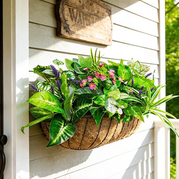 12 Pcs Artificial Plants for Outdoors Faux Greenery Leaves UV Resistant - Image 4