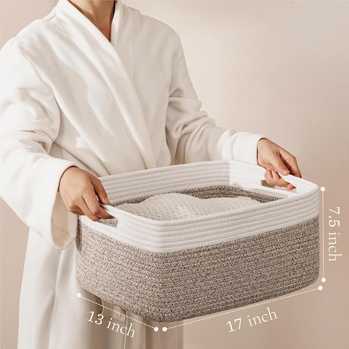 2 Pack Storage Baskets for Organizing, Large Woven Storage Basket - Image 2