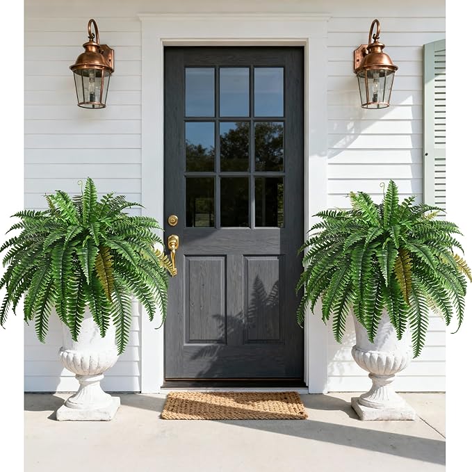 2PCS 45in Fake Ferns- Large Artificial Plants Outdoor, UV Resistant Artificial by Waipfaru
