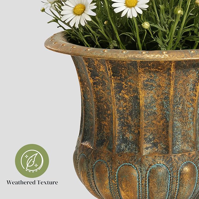 Worth Garden 24.5" H. Metal Urn Planters 1-Pack - Image 5