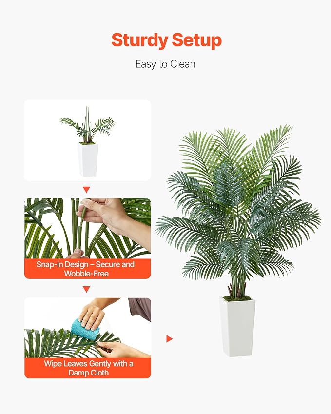 VEVOR Artificial Areca Palm Tree 6 ft, Fake Palm Tropical Plants - Image 4