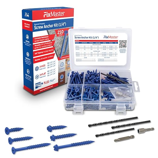 Blue Multi Purpose Concrete Screw 1/4" Kit by Unknown