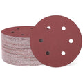 HARFINGTON 100 Pcs 6 Inch Sanding Discs 180 Grit Red Aluminum Oxide 6 Hole | by HARFINGTON