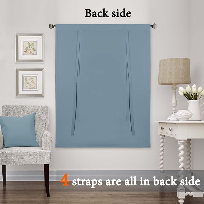 H.VERSAILTEX Thermal Insulated Blackout Adjustable Tie Up Shade Curtain Window - Image 7