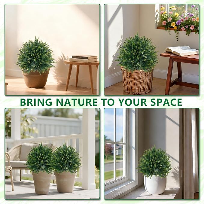 Artificial 4 Pack Cedar Topiary Trees - Image 5
