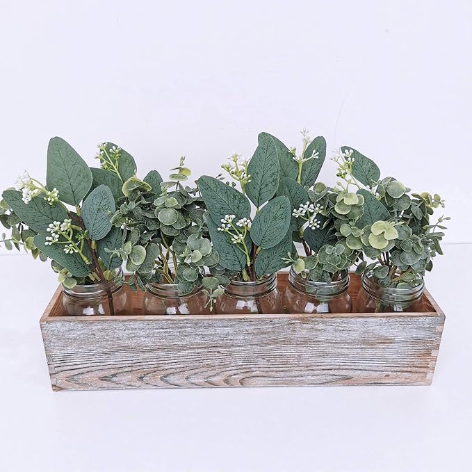 Mixed Eucalyptus Leaves Stems Bulk Artificial Eucalyptus Leaves Sprays Faux - Image 3
