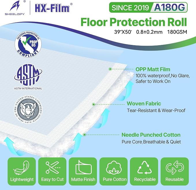 39" x 50' Heavy-Duty Floor Protection | Construction Grade Carpet Protector | - Image 2
