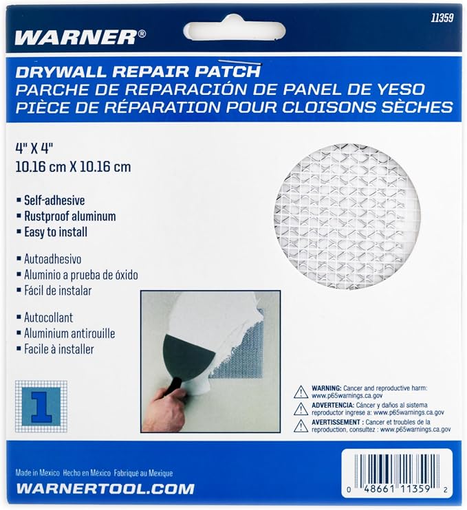 Warner Self-Adhesive Aluminum Drywall Repair Patch, 4-in x 4-in by WarnerManufacturingCo