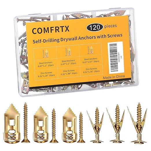 3 Sizes Self Drilling Drywall Anchors Kit by COMFRTX