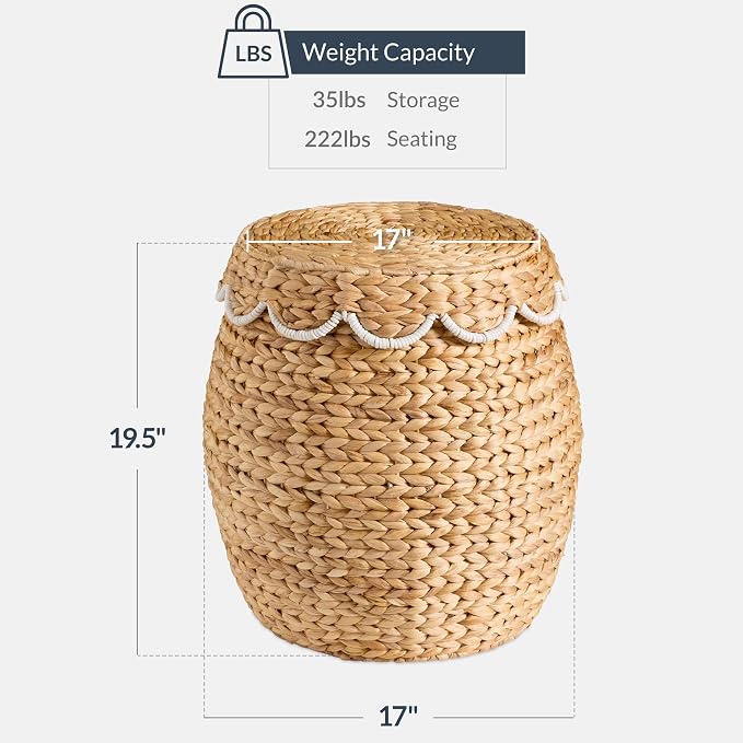 Best Choice Products Scalloped Multipurpose Hyacinth Storage Basket, Plant Décor - Image 2