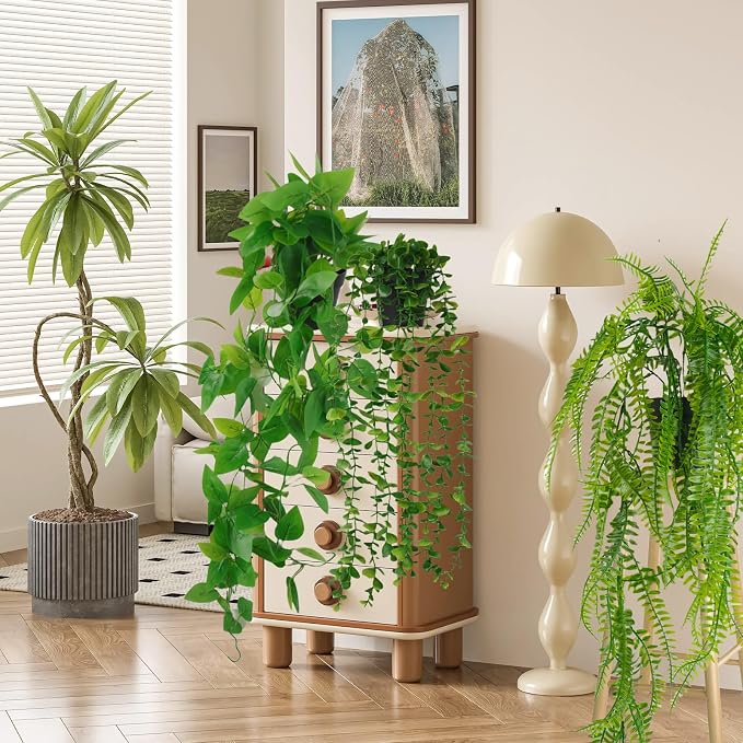 Fake Plants 4 Pack Artificial Hanging Plants Fake Potted Greenery | Faux - Image 6