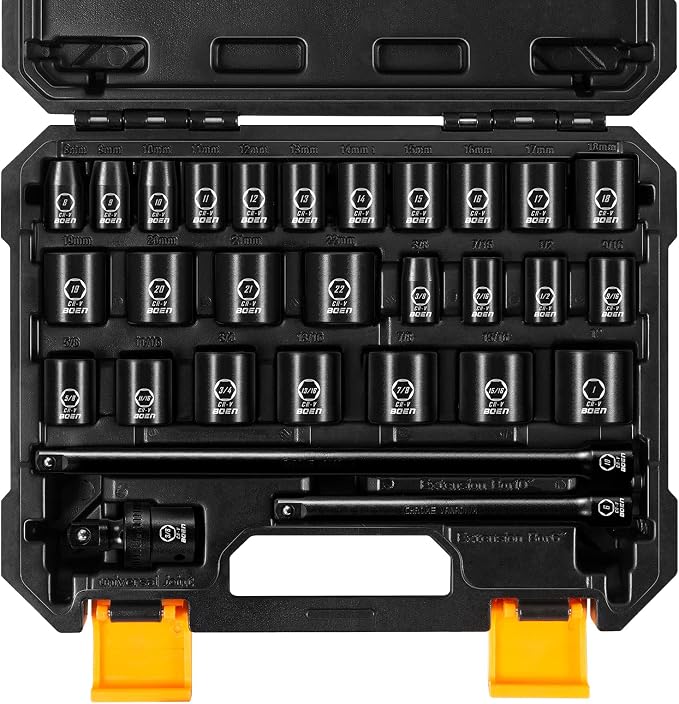 BOEN 1/2" & 3/8"Drive Deep & Shallow Impact Socket Set, 64 Piece Socket Set SAE - Image 5