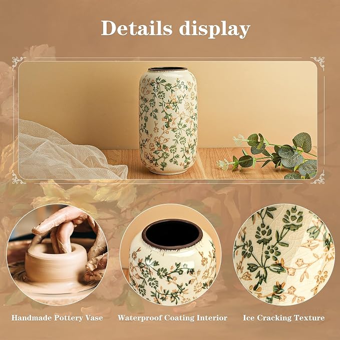 Ceramic Vase for Flowers – Modern Small Ribbed Textured Flower Vase for Home - Image 3