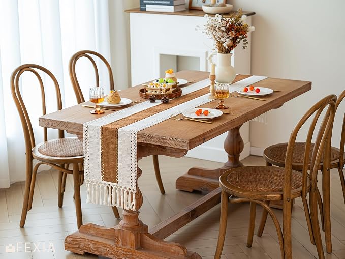 Boho Table Runner for Home Decor 12x72 Fall Runner Reddish Brown | 72 Inches - Image 4