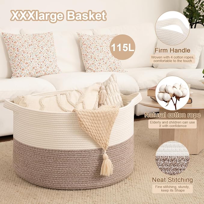 OIAHOMY 115L Extra Large Blanket Basket - Image 4