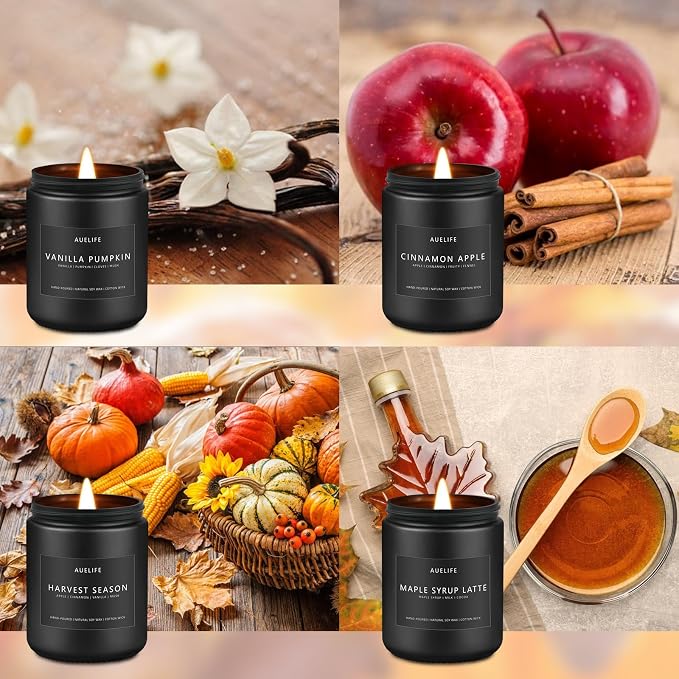 Fall Candle Set for Home Scented, Soy Wax, 4 Pack 28 oz, | Pumpkin Vanilla - Image 2