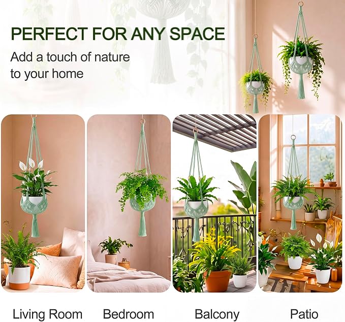 Shappy 1 Pack Boho Macrame Plant Hanger - Image 2