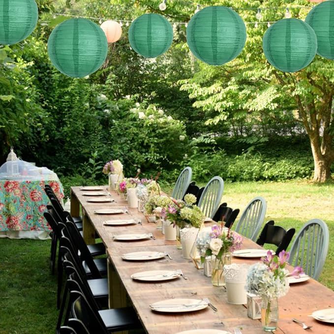 BEISHIDA 8 Inch Green Paper Lanterns 6 Packs Hanging Round Chinese Lantern | - Image 4