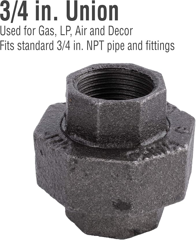PIPE DECOR Union Fitting, 3/4 Inch, DIY Furniture, and Standard 3/4 Inch - Image 3