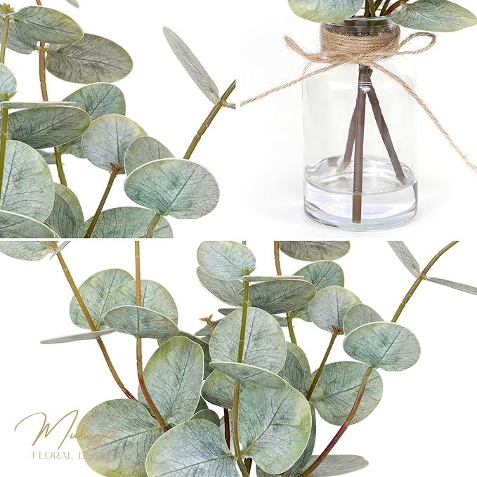 Muhanjia Artificial Eucalyptus Stems in Glass Vase - Image 8