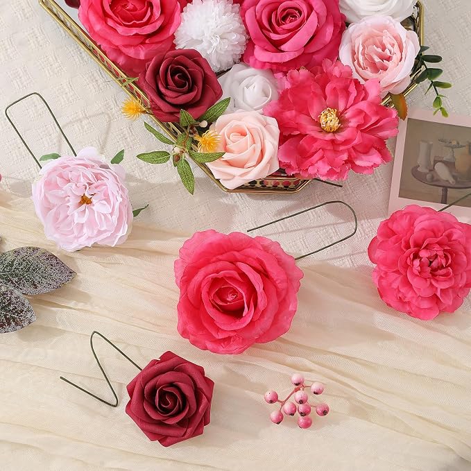 Artificial Flowers Fake Rose Flowers Dahlia - Image 8