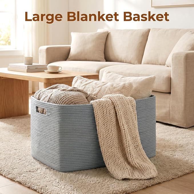 OIAHOMY 75L Large Blanket Basket, Woven Blanket Storage Basket - Image 2