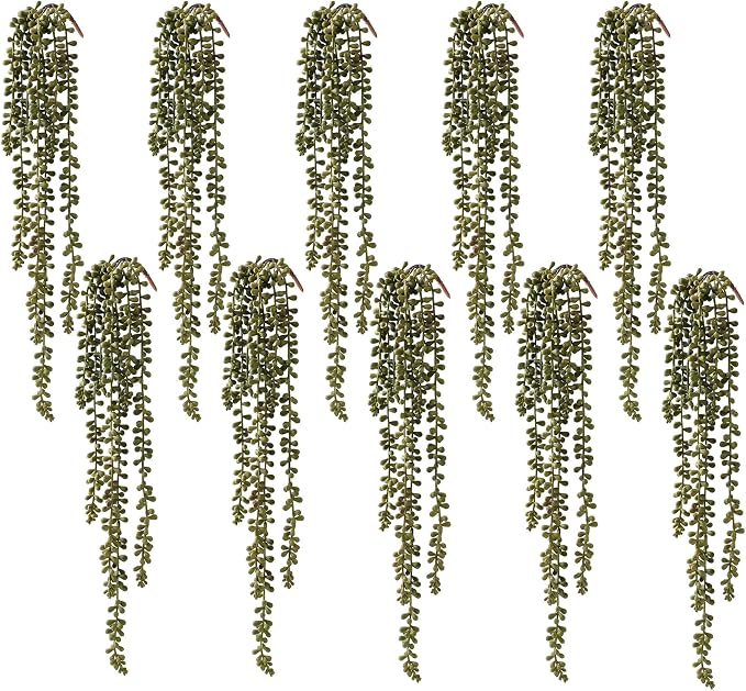 10 Pcs Fall Artificial Succulents Hanging Plants, Fake String of Pearls by dallisten