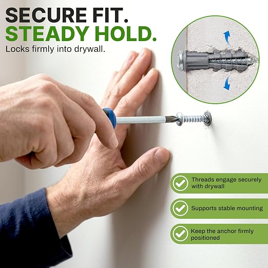 Drywall Anchors Kit, Includes 100 x Plastic wall Anchors - Image 2
