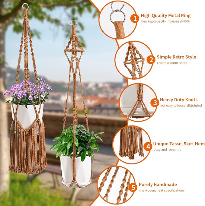 SFENNGPET Macrame Plant Hangers, handmade macromay plant hangers, indoor flower - Image 2