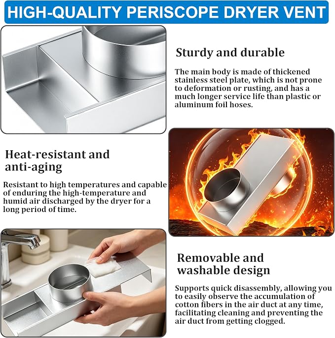 Upgraded 84049 Stainless Steel Periscope Dryer Vent, 0-5" Telescoping - Image 3