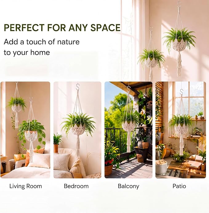 Shappy 1 Pack Boho Macrame Plant Hanger - Image 4
