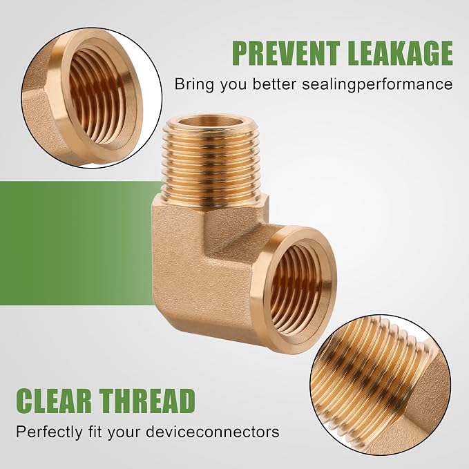 5Pcs Brass Pipe Fittings 90 Degree Street Elbow, 1/8" x 1/8" | 1/8 Inch NPT - Image 4