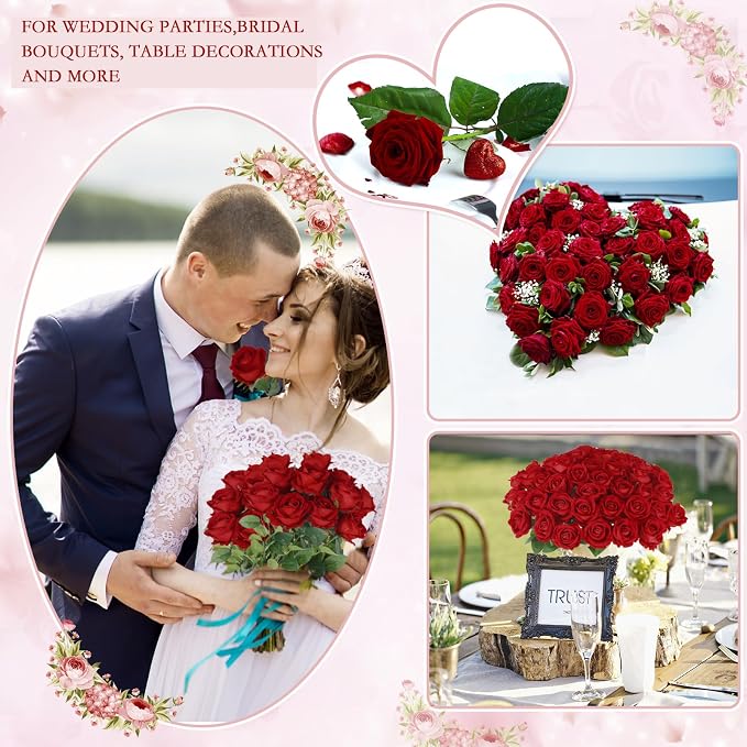 Hananona 100 Pcs Artificial Roses in Bulk, Fake Silk Roses Realistic Roses - Image 3