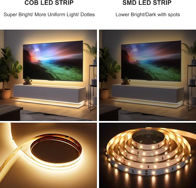 AXMOTUT 32.8ft COB LED Strip Light Warm White, High Bright LED Strips - Image 4