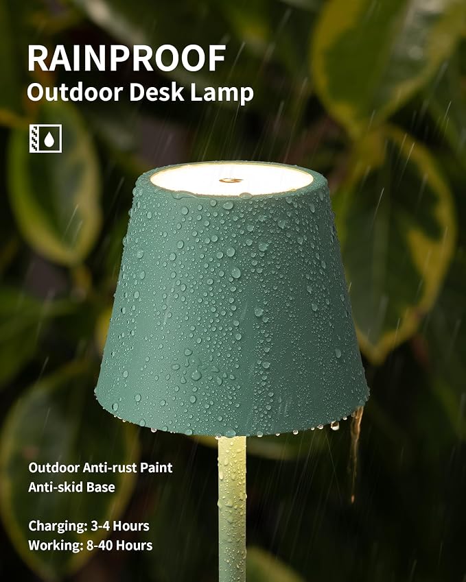 KDG 2 Pack Cordless Green Table Lamps, Rechargeable Portable LED Desk Lamps | - Image 3