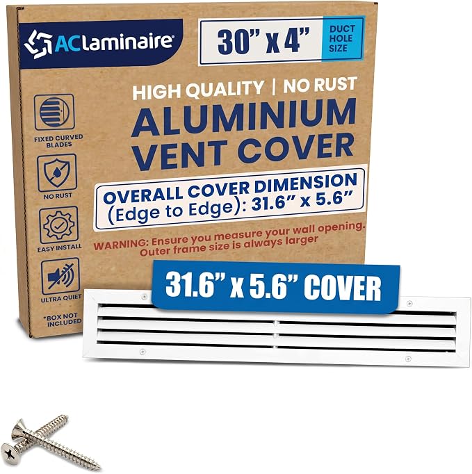 30x4 Aluminum Wall Ceiling Air Return Vent Cover HVAC Rustproof Grille by ACLAMINAIRE