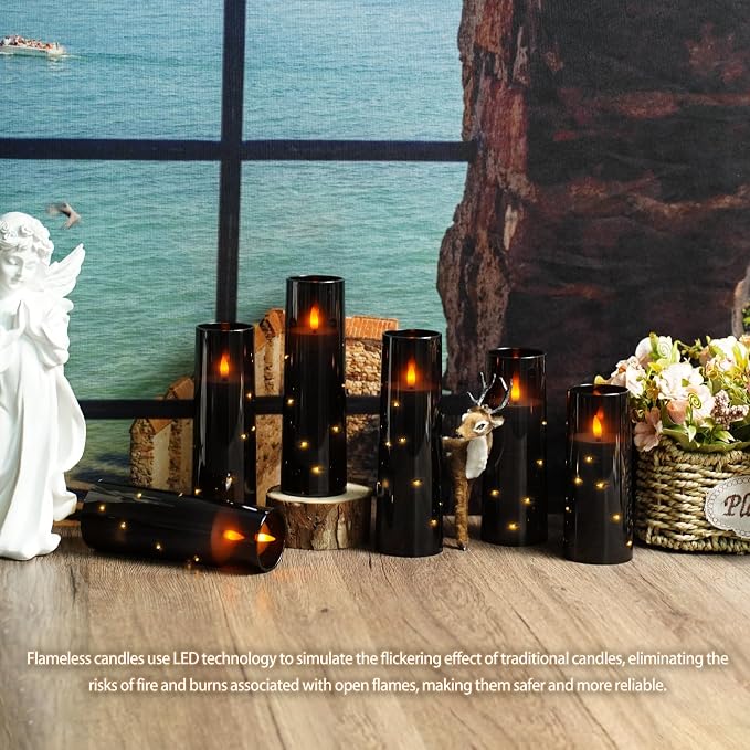 Nimiko Flickering Flameless LED Candles, Acrylic LED Pillar Candles - Image 5