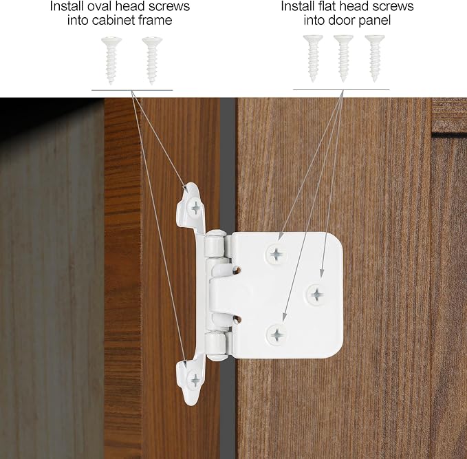White Cabinet Hinges, 1/2” Overlay, 10 Pack | - Image 5